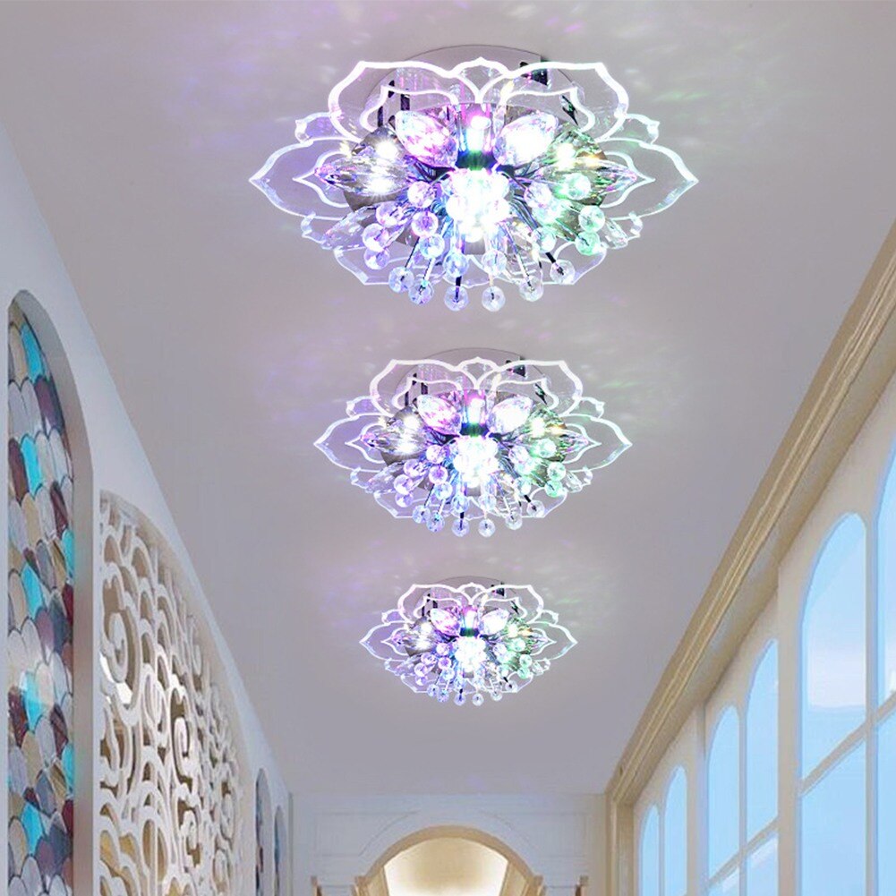 모던 크리스탈 디자인 꽃 모양 9W LED 천장 조명, 침실 주방 복도 거실 램프